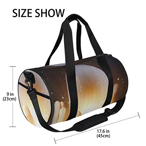 HARXISE Hombre de negocios mano que sostiene la bola cristalina con el fondo del espacio Galaxy Universe，Bolsa de equipaje de viaje Deporte Lienzo ligero Equipaje de fitness Desmontable