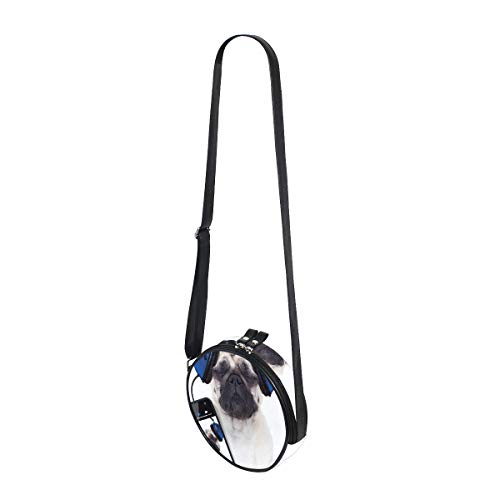 HATESAH Perro escuchando música en el teléfono inteligente Groovy Cool Headphones Animal Funny，Bolso de lona hombro para mujer Bolso de mensajero de lona casual anillo de hombro único