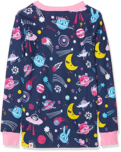 Hatley Organic Cotton Long Sleeve Printed Pyjama Sets Conjuntos de Pijama, Cosmos de Animales Que Brilla en la Oscuridad, 3 años para Niñas
