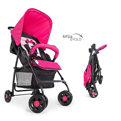 Hauck Sport Silla de paseo ligera y practica para bebes de 0 meses hasta 15 kg, sistema de arnés de 5 puntos, respaldo reclinable, plegable, Rosa (Minnie Geo pink)