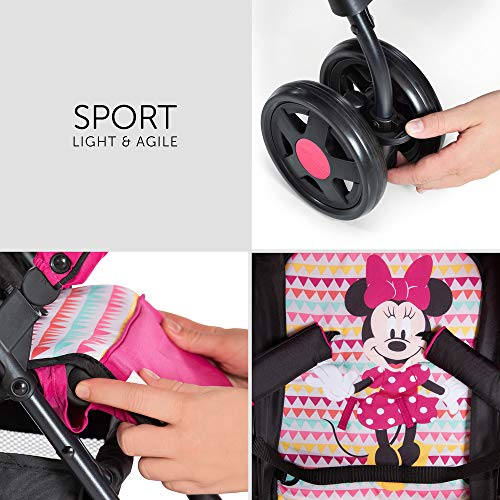 Hauck Sport Silla de paseo ligera y practica para bebes de 0 meses hasta 15 kg, sistema de arnés de 5 puntos, respaldo reclinable, plegable, Rosa (Minnie Geo pink)