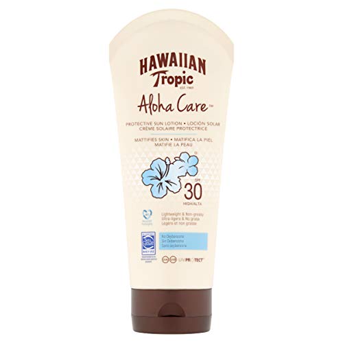 Hawaiian Tropic BODY Aloha Care SPF 30 - Crema Solar Fotoprotectora Sin Oxibenzona, Protección Alta, Sin Grasa y Matificante, 180 ml