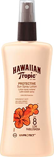 HAWAIIAN Tropic Satin Protection SPF 8 - Crema Solar Spray con vitaminas C y E, 180 ml