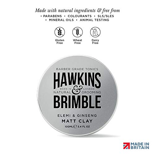 Hawkins & Brimble Matt Clay 100ml – Hombres peinado de pelo no grasoso acabado mate