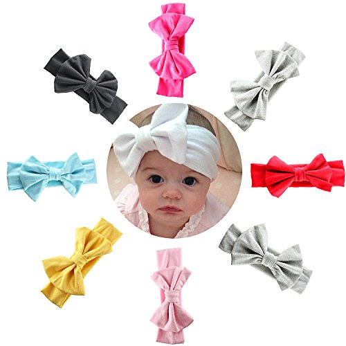 HBF 8 Piezas Cinta Para El Pelo Bebe Algodón Mariposa Diadema Elástica Niñas Banda Para Cabeza