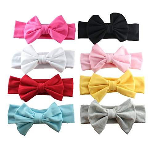 HBF 8 Piezas Cinta Para El Pelo Bebe Algodón Mariposa Diadema Elástica Niñas Banda Para Cabeza