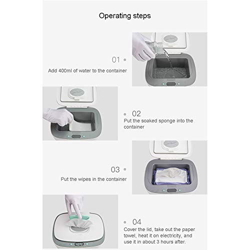 HBIAO Calentador De Toallitas, Dispensador eléctrico de Tejidos húmedos para bebés Calefacción Caja de Almacenamiento Calentador Termostato Control de Temperatura Calentador de limpiaparabrisas