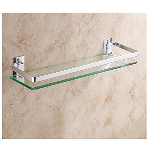 HBlife Aluminio Baño Cosméticos Almacenamiento Rack Rectangular Estante De Cristal Estante Rectangular Cristal Estantería De Pared De Almacenamiento De Baño