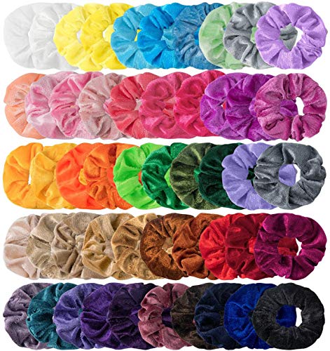 HBselect 50 Gomas Pelo Colores Distintos Coleteros De Terciopelo Suave Coleteros Pelo Mujer Chica Coleteros De Colores Para El Pelo Cola De Caballo