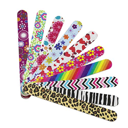 Hbsite Nail Files 10 PCS Manicura profesional Lima de uñas de doble cara Lavable Emery Board Herramienta de pedicura colorida 180