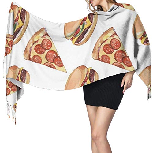 Hdadwy Burger PizzaCubierta de chal de cachemira de imitación-bufanda suave gruesa extra grande