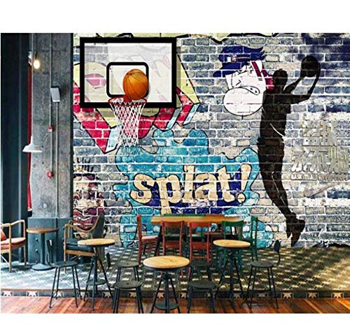 HDOUBR 3D Wallpaper Basketball Never Extinguish Graffiti Wall Shadow Mural Background Walls Living Room Bedroom wallpaper - 200x140 cm (78.7 by 55.1 in)