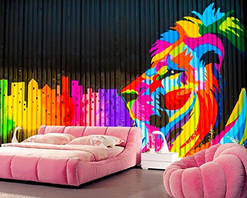 HDOUBR papel de parede león papel pintado abstracto de Graffiti, restaurante sala de estar TV fondo sofá pared restaurante bar 3d mural - 200x140 cm (78.7 por 55.1 pulg.)