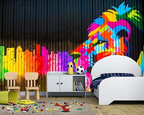 HDOUBR papel de parede león papel pintado abstracto de Graffiti, restaurante sala de estar TV fondo sofá pared restaurante bar 3d mural - 200x140 cm (78.7 por 55.1 pulg.)