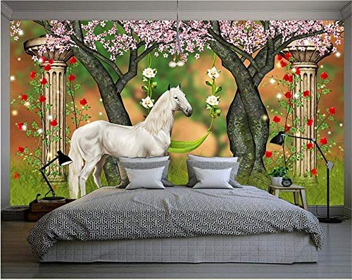 HDOUBR Papel Pintado 3D / Papel fotográfico Personalizado/Xanadu White Horse/Mural/TV/sofá/Dormitorio/KTV/Hotel/Sala de Estar/Habitación infantil-400x280