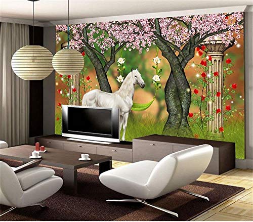 HDOUBR Papel Pintado 3D / Papel fotográfico Personalizado/Xanadu White Horse/Mural/TV/sofá/Dormitorio/KTV/Hotel/Sala de Estar/Habitación infantil-400x280
