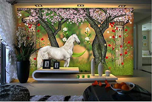 HDOUBR Papel Pintado 3D / Papel fotográfico Personalizado/Xanadu White Horse/Mural/TV/sofá/Dormitorio/KTV/Hotel/Sala de Estar/Habitación infantil-400x280