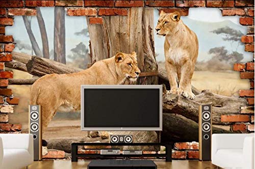 HDOUBR Papel Tapiz Personalizado 3D Foto Mural estéreo Espacio Animal león Mural Etiqueta de la Pared TV Fondo Papel de Pared Sala de Estar Mural, 430x300 cm (169.3 by 118.1 in)