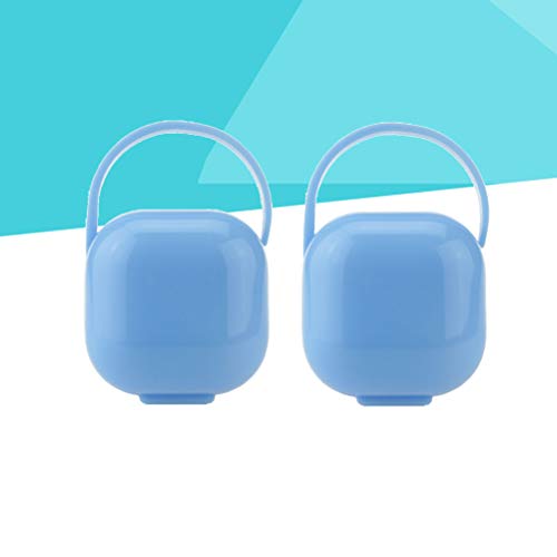 HEALLILY 2 Piezas Portachupetes Portátiles Cajas de Chupete Contenedores de Almacenamiento de Chupete para Bebé Niño Infante (azul)