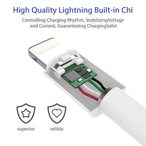 Heardear Cable iPhone Cargador Cable Lightning, Cable de Lightning a USB[Certificado MFi de Apple]para iPhone 11 Pro MAX/XS Max/XR/X/8/7/6s/6/Plus/5SE/5s,iPad Pro/Air/Mini,iPod(Blanco 1M) Original