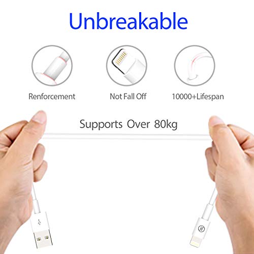 Heardear Cable iPhone Cargador Cable Lightning, Cable de Lightning a USB[Certificado MFi de Apple]para iPhone 11 Pro MAX/XS Max/XR/X/8/7/6s/6/Plus/5SE/5s,iPad Pro/Air/Mini,iPod(Blanco 1M) Original