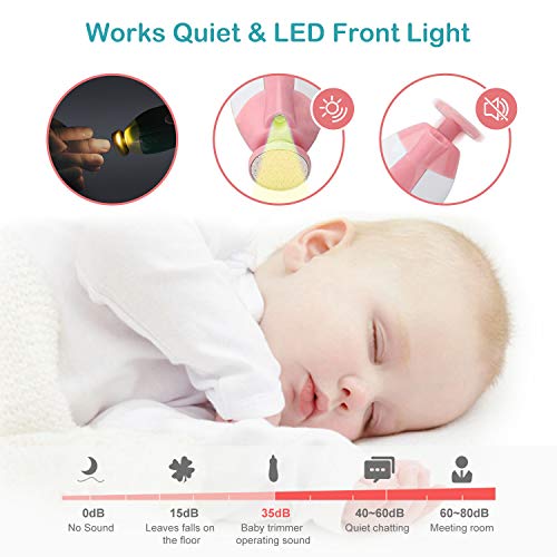 HebyTinco Eléctrico Lima de uñas del bebé Lima de uñas Set, Multifuncional Set de Pedicura para Bebés y Adultos para las uñas, Cuidado, Pulido y Recorte, 6 en 1 Manicura de Seguridad Profesional