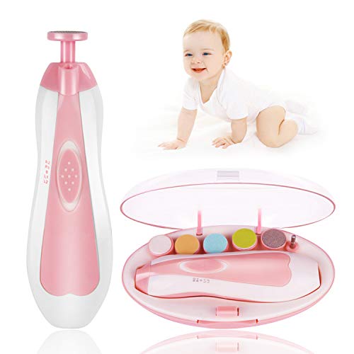 HebyTinco Eléctrico Lima de uñas del bebé Lima de uñas Set, Multifuncional Set de Pedicura para Bebés y Adultos para las uñas, Cuidado, Pulido y Recorte, 6 en 1 Manicura de Seguridad Profesional