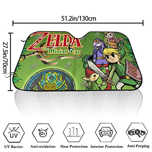 Heefan The L-Egend of Z-Elda - Parasol para parabrisas delantero de coche, plegable, 27,5 x 51 pulgadas