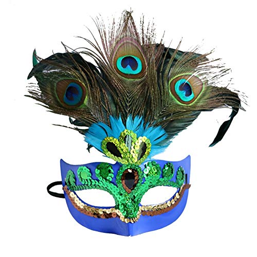 HEHE Máscaras De Disfraces con Plumas De Pavo Real Disfraz De Cosplay Fiesta De Halloween Máscara Veneciana