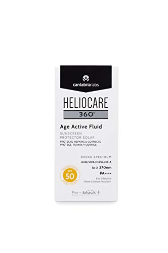Heliocare 360° Age Active Fluid SPF 50 - Crema Solar Facial, Fotoprotector Ultraligero, con Triple Complejo Antiedad, Previene el Fotoenvejecimiento, 50ml