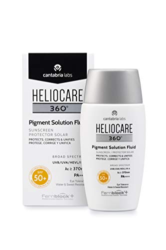 Heliocare 360° Pigment Solution Fluid SPF 50+ - Crema Solar Facial, Fotoprotector Ultraligero, Previene y Corrige Manchas, Unifica el Tono de la Piel, 50ml