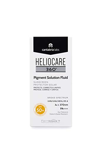 Heliocare 360° Pigment Solution Fluid SPF 50+ - Crema Solar Facial, Fotoprotector Ultraligero, Previene y Corrige Manchas, Unifica el Tono de la Piel, 50ml
