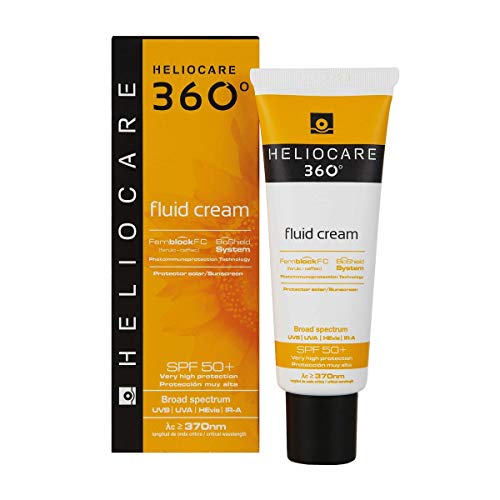 Heliocare 360º Fluid Cream SPF 50+ - Crema Solar Facial Fluida, Nutre e Hidrata, Aporta Suavidad a la Piel, sin Residuo Blanco, Pieles Normales o Secas, 50ml (11655)