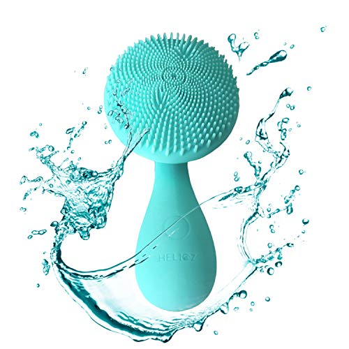 HELIOZ Ultrasónico【Nuevo】Limpiador Facial Eléctrico de Silicona Orgánica, Filamentos Extra Suaves, Recargable Magnético e Impermeable, Masajeador Antiedad (Turquesa)