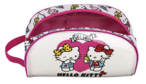 Hello Kitty Accesorio de Viaje Neceser, Bolsa de Aseo Adaptable a Carro, 26 cm, Rosa/Blanco
