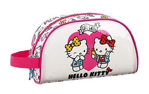 Hello Kitty Accesorio de Viaje Neceser, Bolsa de Aseo Adaptable a Carro, 26 cm, Rosa/Blanco
