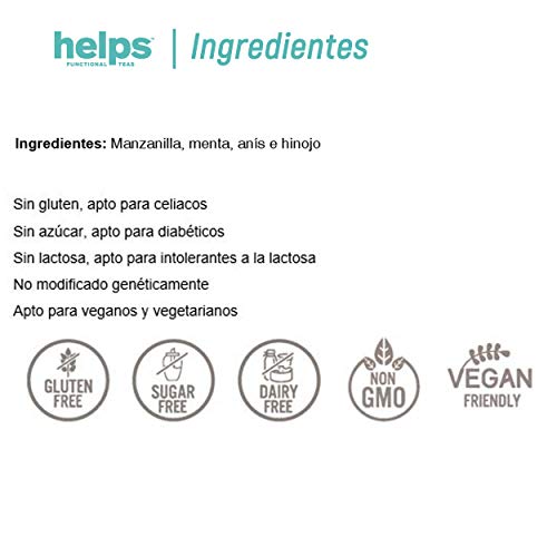 HELPS INFUSIONES - Infusión Digestiva Con Manzanilla, Menta, Anís E Hinojo. Helps Intense Digestive. Caja De 10 Pirámides.