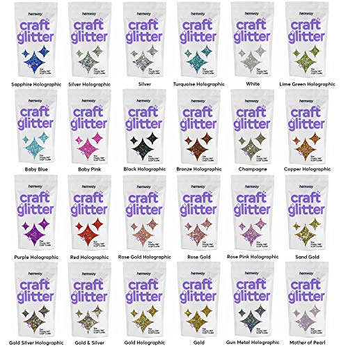 Hemway Craft Glitter Chunky 100g - Purpurina (0,6 mm), oro rosa, CHUNKY 1/40" 0.025" 0.6MM