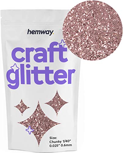 Hemway Craft Glitter Chunky 100g - Purpurina (0,6 mm), oro rosa, CHUNKY 1/40" 0.025" 0.6MM