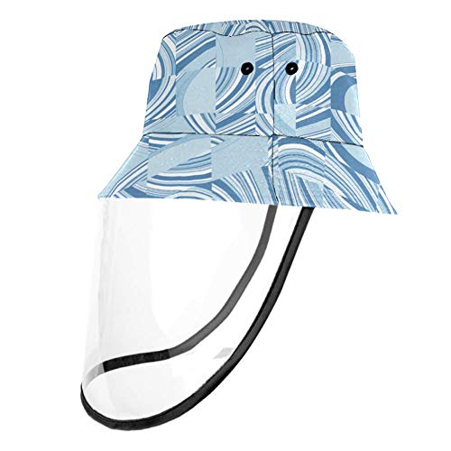 Henghenghaha - Sombrero de sol para niños y niñas, diseño abstracto, color azul