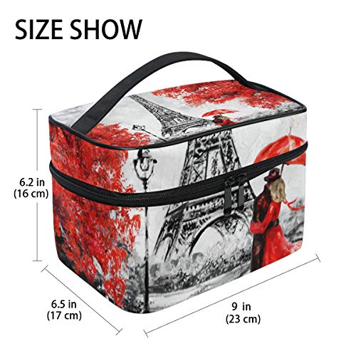 Hengpai Romántica Torre Eiffel Bolsa de Cosméticos Viajes Maquillaje Tren Estuches Organizador de Almacenamiento para Mujeres