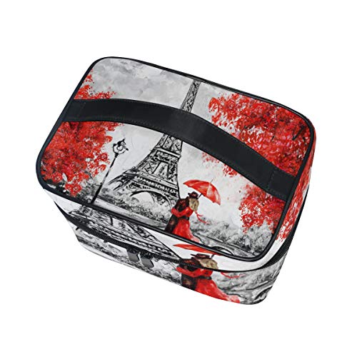 Hengpai Romántica Torre Eiffel Bolsa de Cosméticos Viajes Maquillaje Tren Estuches Organizador de Almacenamiento para Mujeres