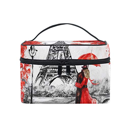 Hengpai Romántica Torre Eiffel Bolsa de Cosméticos Viajes Maquillaje Tren Estuches Organizador de Almacenamiento para Mujeres