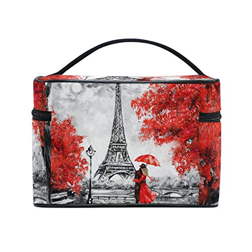 Hengpai Romántica Torre Eiffel Bolsa de Cosméticos Viajes Maquillaje Tren Estuches Organizador de Almacenamiento para Mujeres