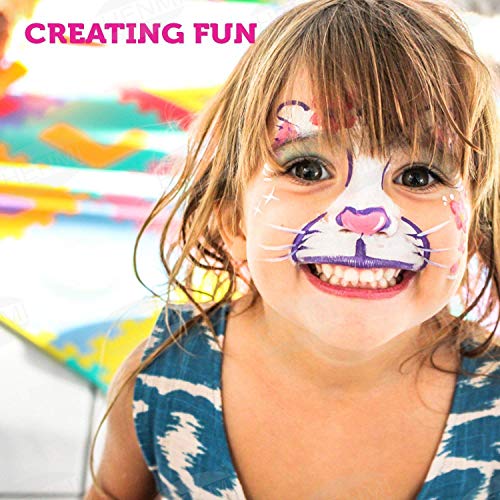 HENMI pintura facial, 14 colores, 2 brillos, 2 pinceles, kit de pintura corporal, seguridad no tóxica para el maquillaje infantil, Cosplay/Navidad/Helloween/Partes