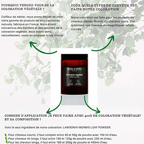 Henna natural, 400g Coloración vegetal, reflejos cobrizos, coloración cabello 100% natural