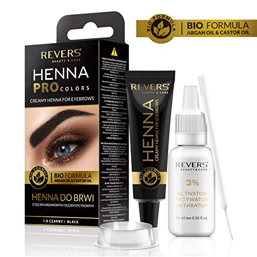 Henna ProColors Henna para cejas con cremosa fórmula bio con aceite de argán y aceite de ricino (1.0 negro)