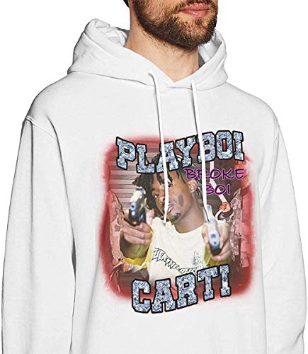 Henrnt Sudadera con Capucha Men's Long Sleeve Hoodie Sweatshirt Playboi Poke It out-Carti Hooded Sweater Black