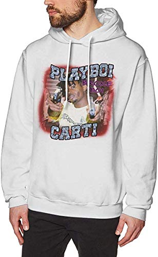 Henrnt Sudadera con Capucha Men's Long Sleeve Hoodie Sweatshirt Playboi Poke It out-Carti Hooded Sweater Black