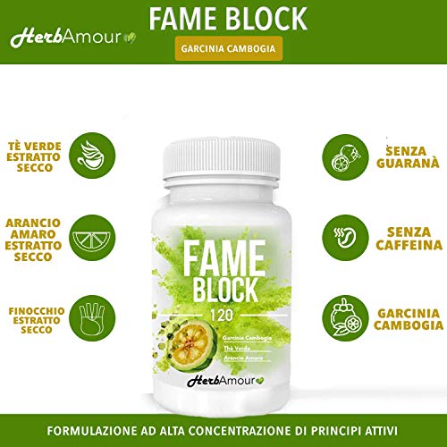 HerbAmour Fame Block I 120 Pastillas Quema Grasas Potente Y Rapido I Capsulas Para Adelgazar Efectivas I Quemador Abdominal Reduce El Hambre Para Bajar Y Perder Peso Mujer I Fat Burner